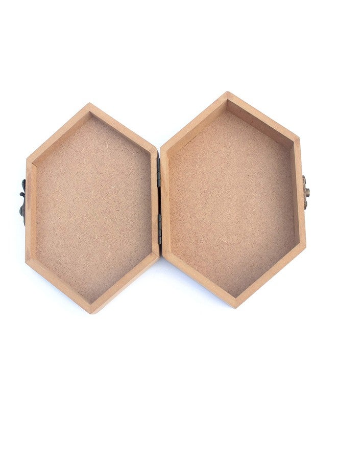 IVEI DIY MDF Hexagon Box- Plain MDF Wood Blank Hexagon Box for Painting, Wooden Sheet Craft, Decoupage, Resin Art Work & Decoration (Box Dimensions - 7 in X 7 in X 2.5 in) - Image 2